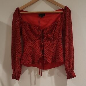 MAJORELLE Scarlet Textured Blouse